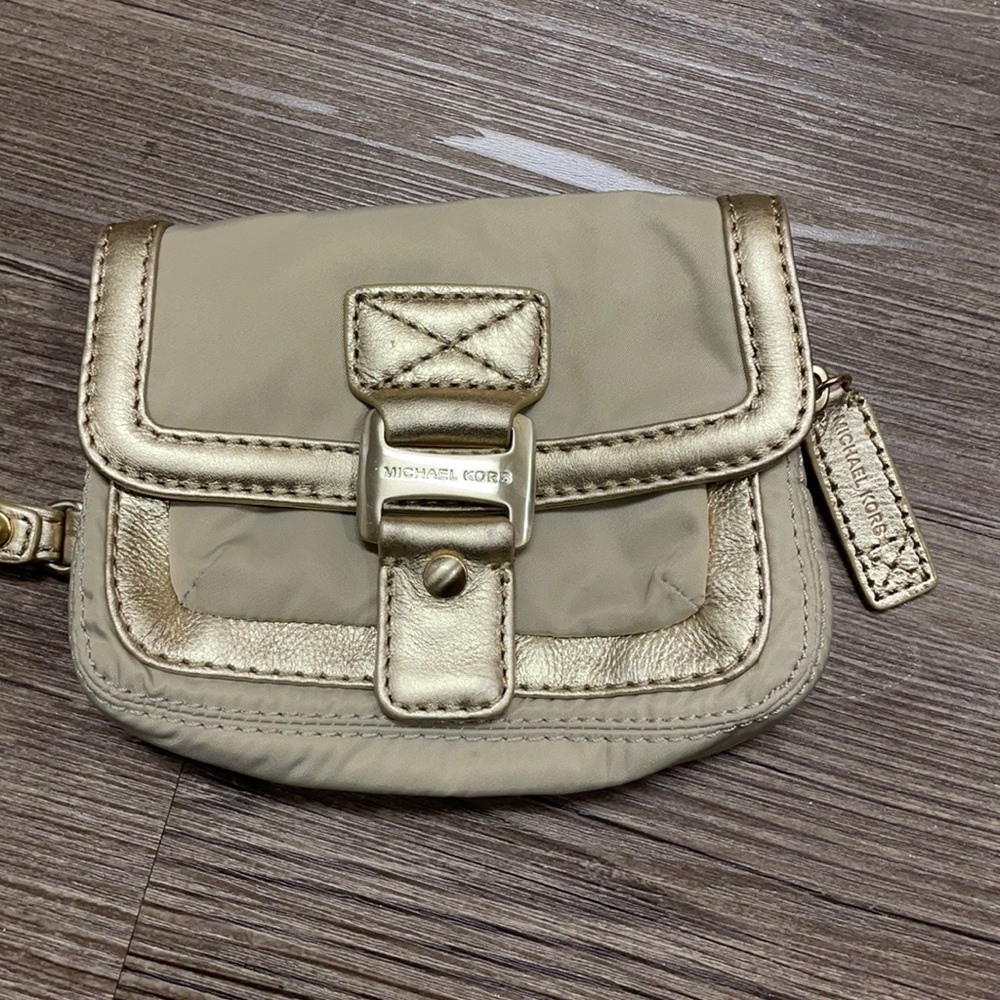 Michael Kors Nude and Gold Wristlet/Beltbag